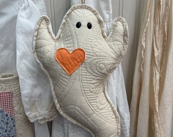 Large Quilt Heart Ghost / Handmade Ghost / Farmhouse Decor