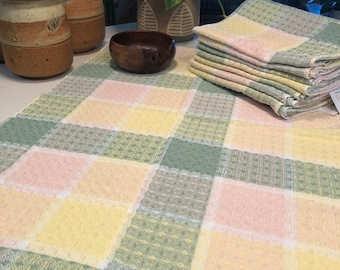 Handwoven Cotton Kitchen Towel with Waffle Weave - Artisan Table Linen - Handmade in Florida
