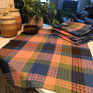 Handwoven Cotton Kitchen Towel in Waffle Weave Pattern - Eco-Friendly Home Decor