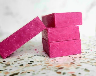 Sapone scrub al lampone fruttato, sapone per sapone al lampone, sapone fatto a mano, regali, sapone per il corpo