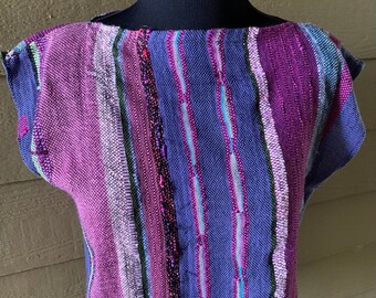 Handwoven Improvisational Freestyle Top  - "Azaleas in the Spring"