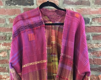 Handwoven Improvisational Freestyle Jacket - "Blazing Sunset"