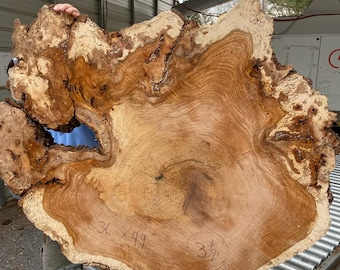 Round coffee table with live edge
