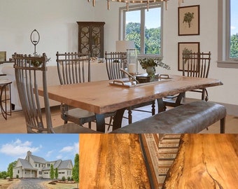 Christmas gift. American Sycamore live edge wood slab.  Live edge coffee table.  Large live edge dining table