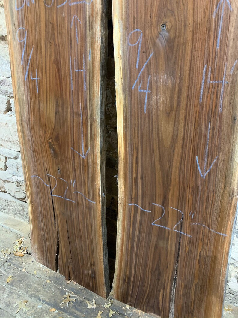 Black walnut live edge wood slab. Bookmatched wood slabs. Etsy