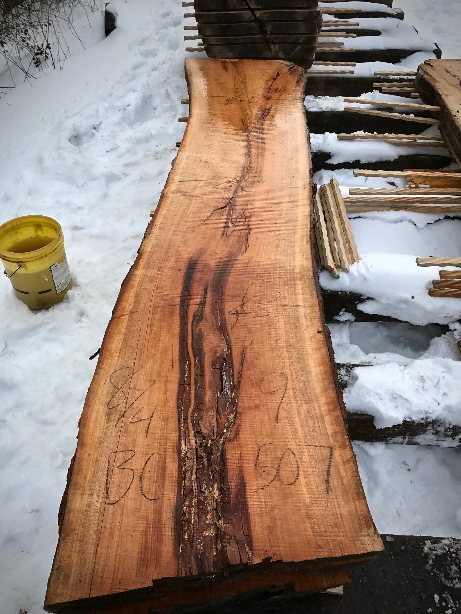 9 Ft Black Cherry Live Edge Wood Slab. 9 Foot Long Live Edge Cherry