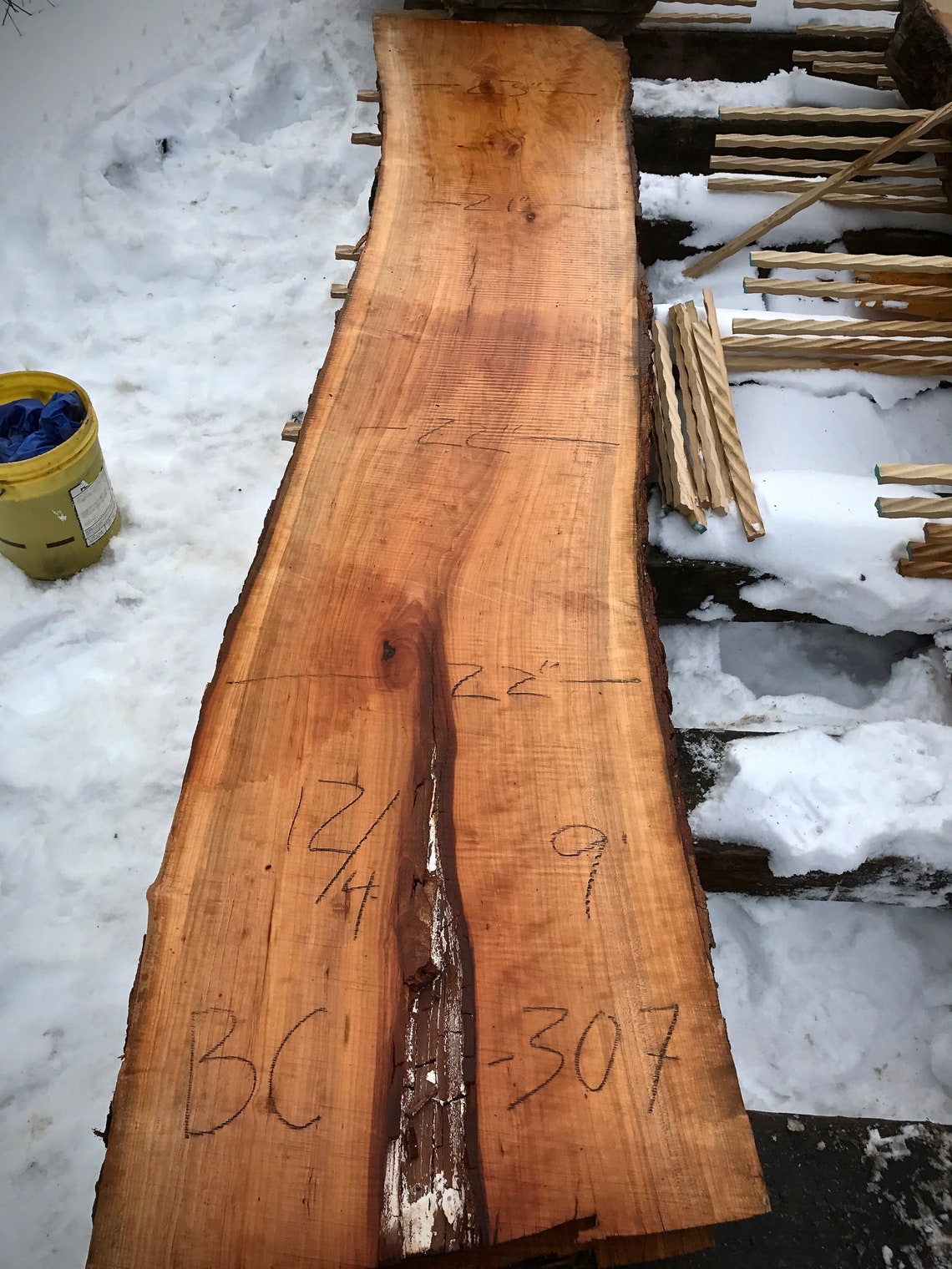 Tree Slab 9 In 9 Ft Black Cherry Live Edge Wood Slab. 9 Foot Long Live Edge Cherry ...