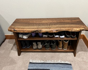 Wood shoe bench