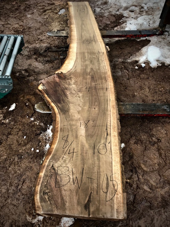 Curly Walnut Wood Slab. 12 Foot Walnut Wood Slab. Long Wood Slab Table. Wood  Slab Coffee Table. Live Edge Wood Slab. 