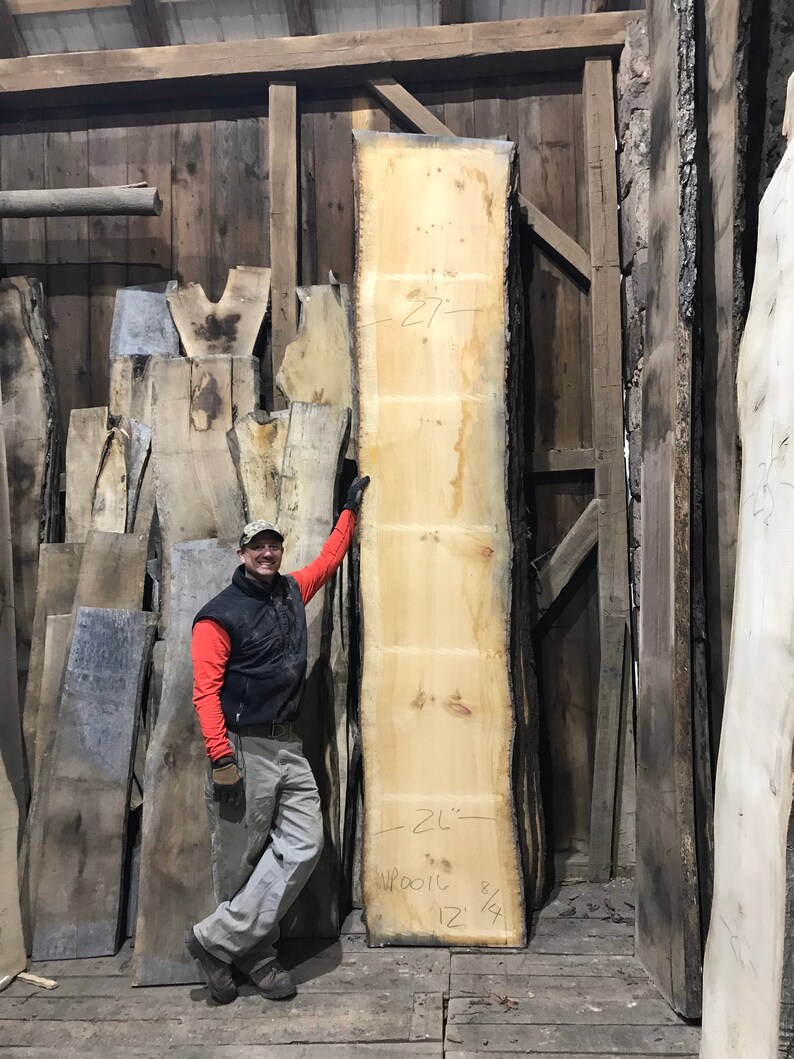 White Pine Live Edge Bar Top 12 Foot. 12 Foot White Pine Wood Slabs