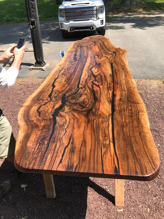 Curly Walnut Wood Slab. 12 Foot Walnut Wood Slab. Long Wood Slab Table.  Wood Slab Coffee Table. Live Edge Wood Slab. 