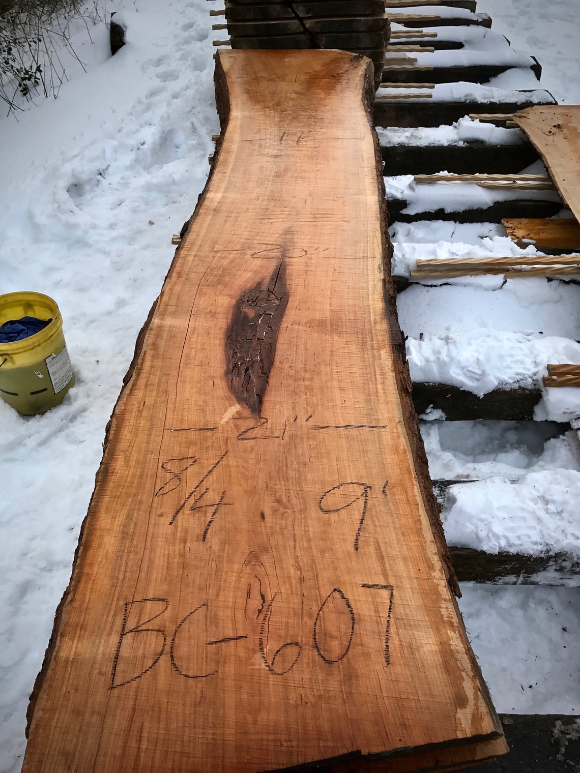 9 Ft Black Cherry Live Edge Wood Slab. 9 Foot Long Live Edge Cherry