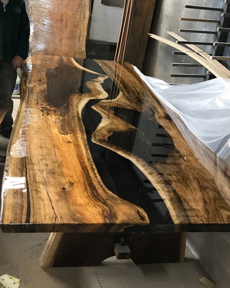 English Walnut Epoxy River Table. Huge Live edge Epoxy walnut Etsy