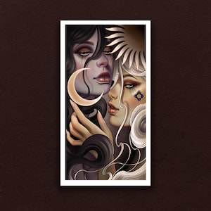 Nott & Sol Neo Traditional Goddess Luster Print 12 x 7.5 inch | Wall Art, Gift, Home Decor, Witchy, Magical, Spell, Witch, Gothic, Tattoo