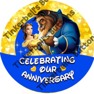 Beauty and Beast Anniversary Pins-Belle Anniversary Buttons-Disney Anniversary Buttons-Disney Anniversary Pins-Belle Anniversary Pins