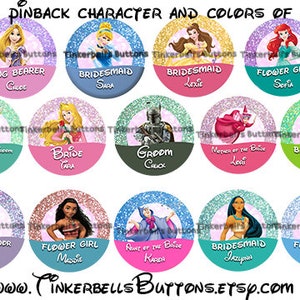 Disney Wedding Party Buttons-Princess Wedding Buttons-Disney Bridesmaid Button-Disney Bridal Party Buttons-Bride Tribe Disney Buttons