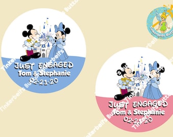 Disney Engagement Buttons-Disney Engagement Pins-Disney Just Engaged Buttons-Disney Just Engaged Pins