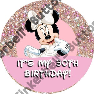 Minnie Birthday Button-Disney Birthday Buttons- Disney Birthday Pins-Disney Buttons-Disney Pins-Disney Birthday Squad Buttons