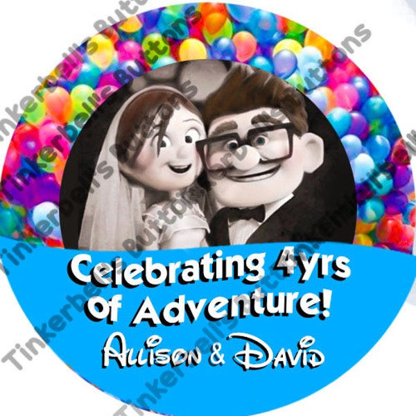 Carl and Ellie Anniversary Button-Disney Anniversary Buttons-Disney Anniversary Pins-Up Anniversary Pins-Disney Gifts