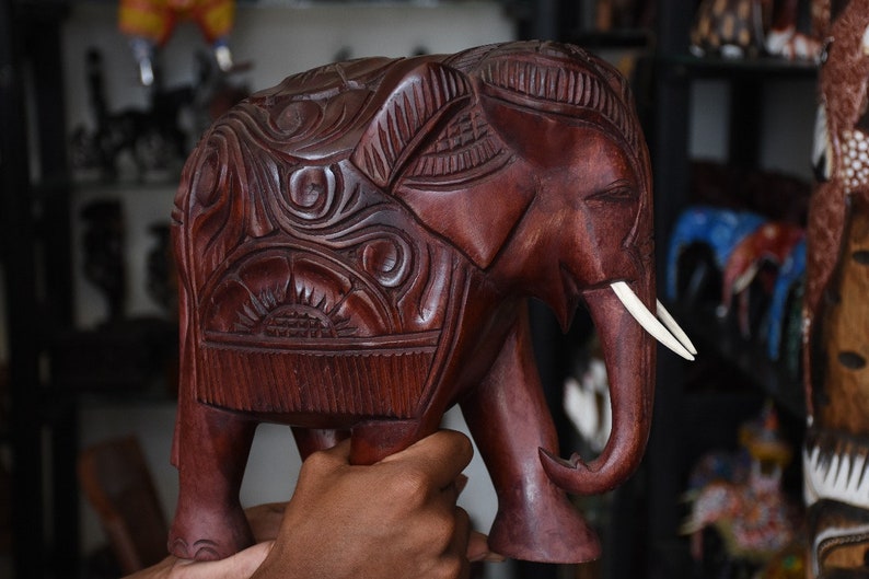 New Sri Lankan Wooden Brown Elephant Figure Statue/sculpture Etsy