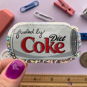 Special Edition GLITTER Fueled by diet coke sticker | Waterproof vinyl sticker | Soda sticker