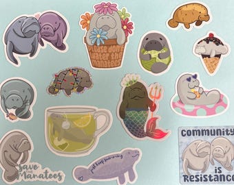 Ultimate Manatee Lover Sticker Pack (13 stickers) | Waterproof vinyl stickers | Manatee stickers