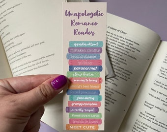 Unapologetic Romance Reader Bookmark | Romance Tropes | Book Lover Bookmark