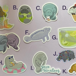 Mix and Match Manatee Sticker Set | Waterproof vinyl stickers | Manatee stickers