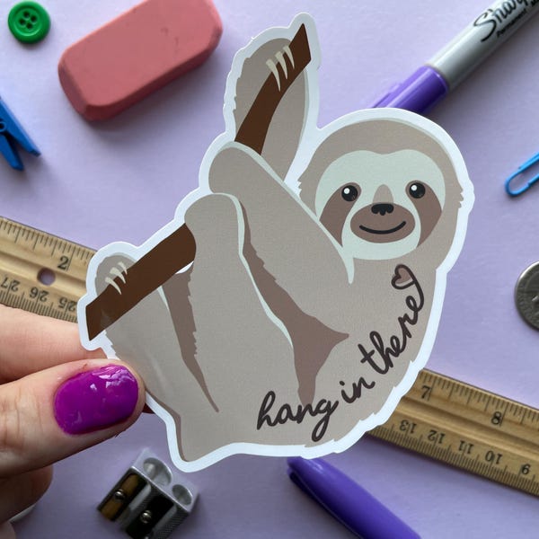 Hang in there sloth static cling | Vinyl window cling