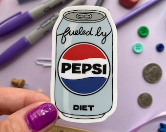 Fueled by diet pepsi sticker | Waterproof vinyl sticker | Soda sticker