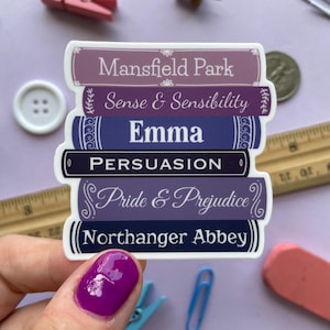 Jane Austen Book Spines Sticker | Waterproof vinyl sticker | Pride and Prejudice | Bookish sticker