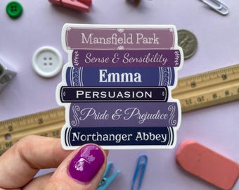 Jane Austen Book Spines Sticker | Waterproof vinyl sticker | Pride and Prejudice | Bookish sticker