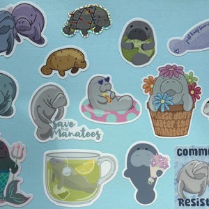 Ultimate Manatee Lover Sticker Pack (14 stickers) | Waterproof vinyl stickers | Manatee stickers