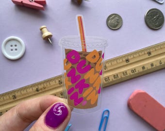 Dunkin’ Donuts Iced Coffee CLEAR Sticker | Waterproof vinyl sticker | Coffee sticker