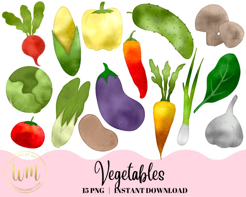 Vegetable Watercolor Clipart Bundle | Carrot Potato Tomato Corn Bok ...