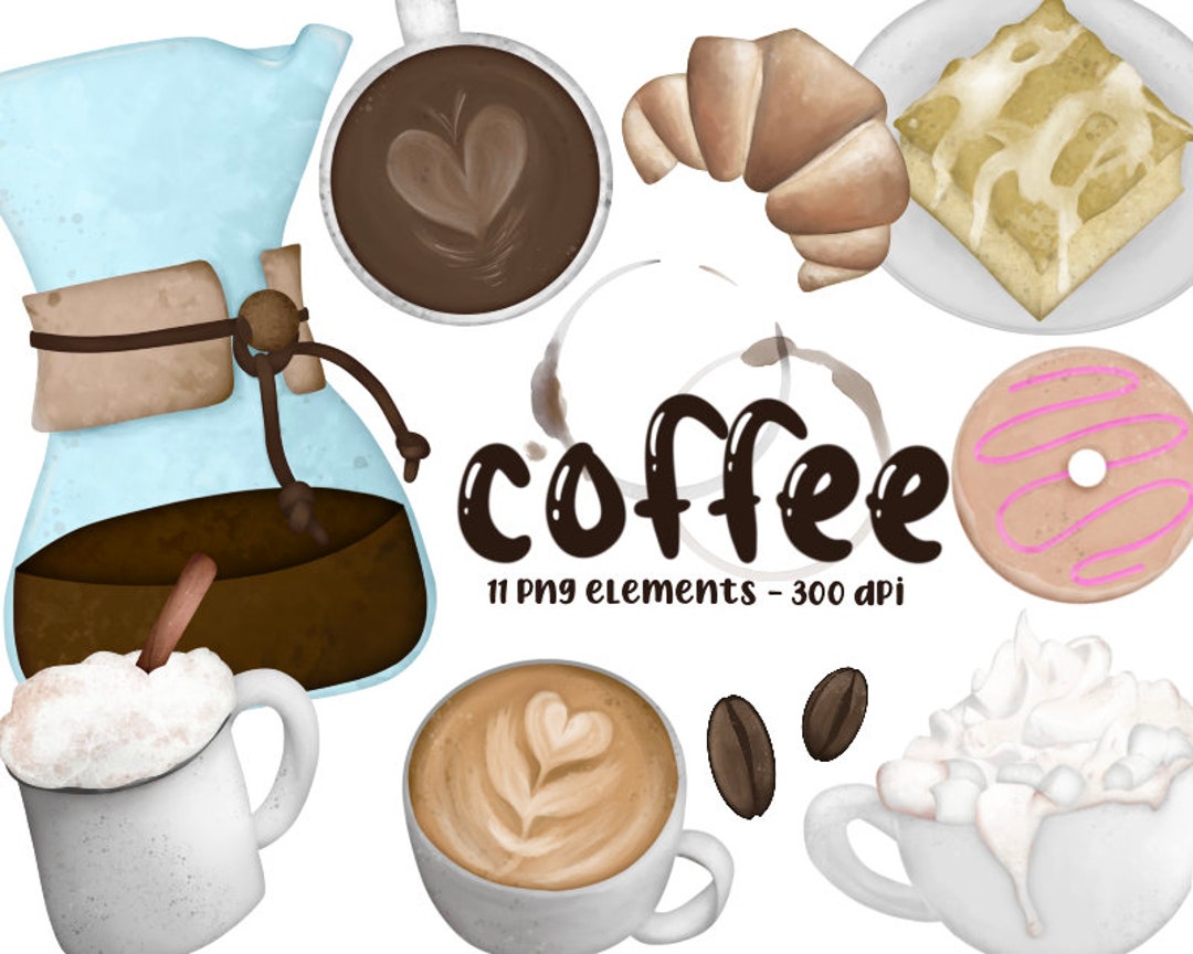 Coffee Watercolor Clipart Bundle coffee Stain Carafe Etsy