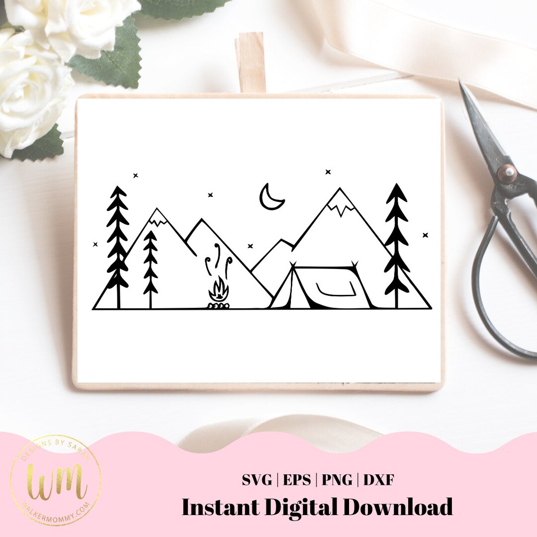 Camping Mountainscape |SVG Png Eps Dxf Cut File | Nature Mountains PNW ...