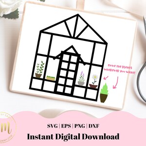 Estufa e Plantas | Arquivo de corte SVG PNG | Silhueta e Cricut | Vida no Jardim | Mamãe Jardinagem | Plantando