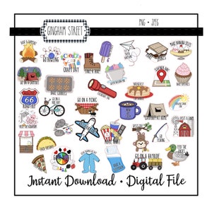 Bucket List Digital Planner Stickers PNG JEPG Printable