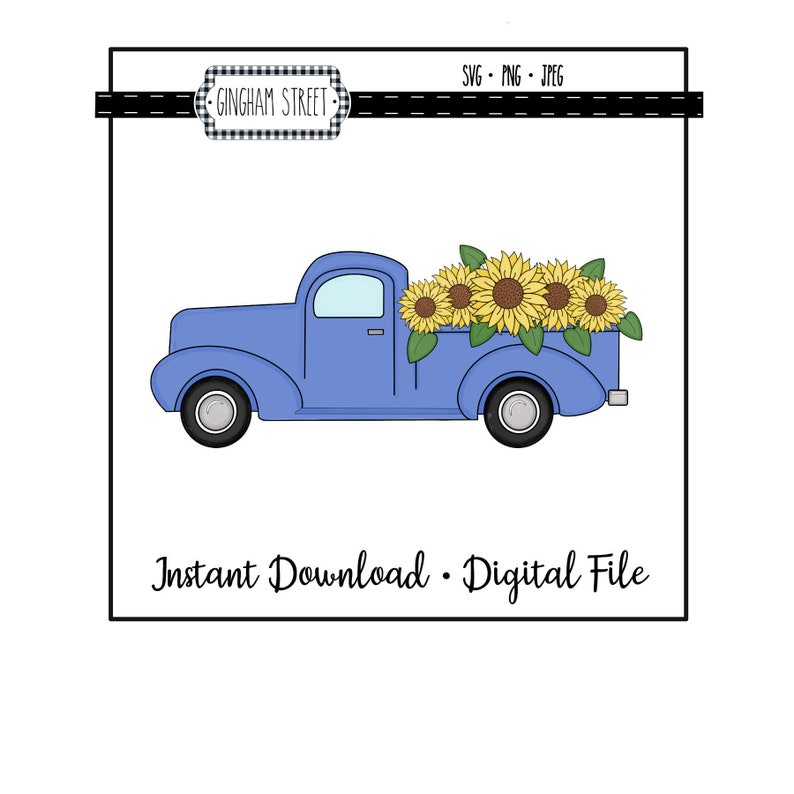 Download Sunflower Vintage Truck Clipart Digital Instant Download ...