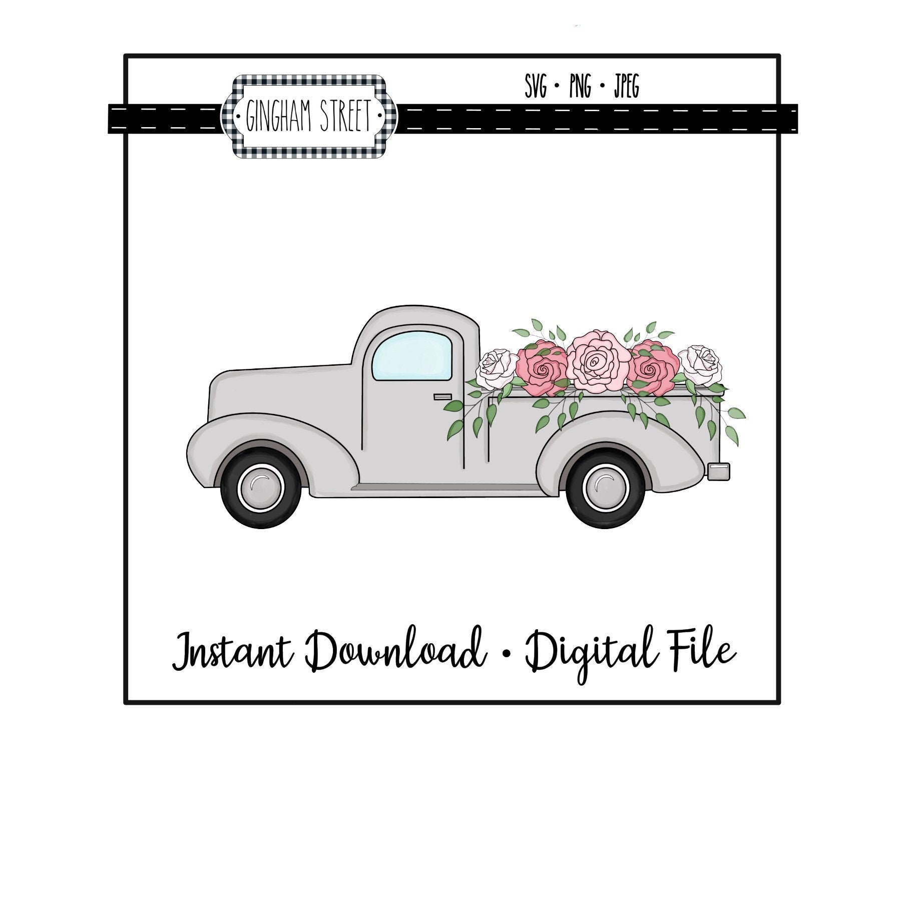 Flower Vintage Truck Digital Instant Download SVG PNG JPEG Etsy