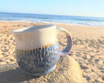 laguna beach mug, 8 oz. ceramic mug, blue and white