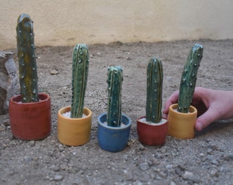 ceramic spike cactus, desk accessory, ornamental art, table top statue, desert inspired, cactus gift, pottery cactus, faux cactus decor