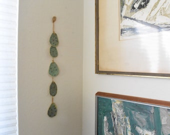 ceramic cactus wall hanging, prickly pear, opuntia