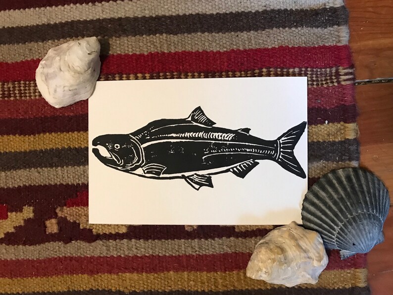 Sockeye Salmon Block Print