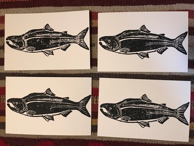 Sockeye Salmon Block Print
