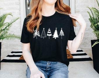 Christmas Tree Shirt - Holiday Shirt with Trees - Christmas Tree Design Shirt - Short-Sleeve Unisex T-Shirt - Holiday Tree Shirt Gift