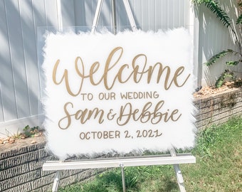 Welcome to our Wedding - Custom Wedding Welcome Sign - Painted Acrylic Wedding Sign - Acrylic Wedding Sign - Acrylic Welcome Wedding Sign