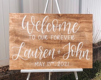 Wedding Welcome Sign- Wood Welcome Sign- Rustic Welcome Sign - Welcome to Our Forever- Wedding Decor Sign- Custom Welcome Sign -Wedding Sign