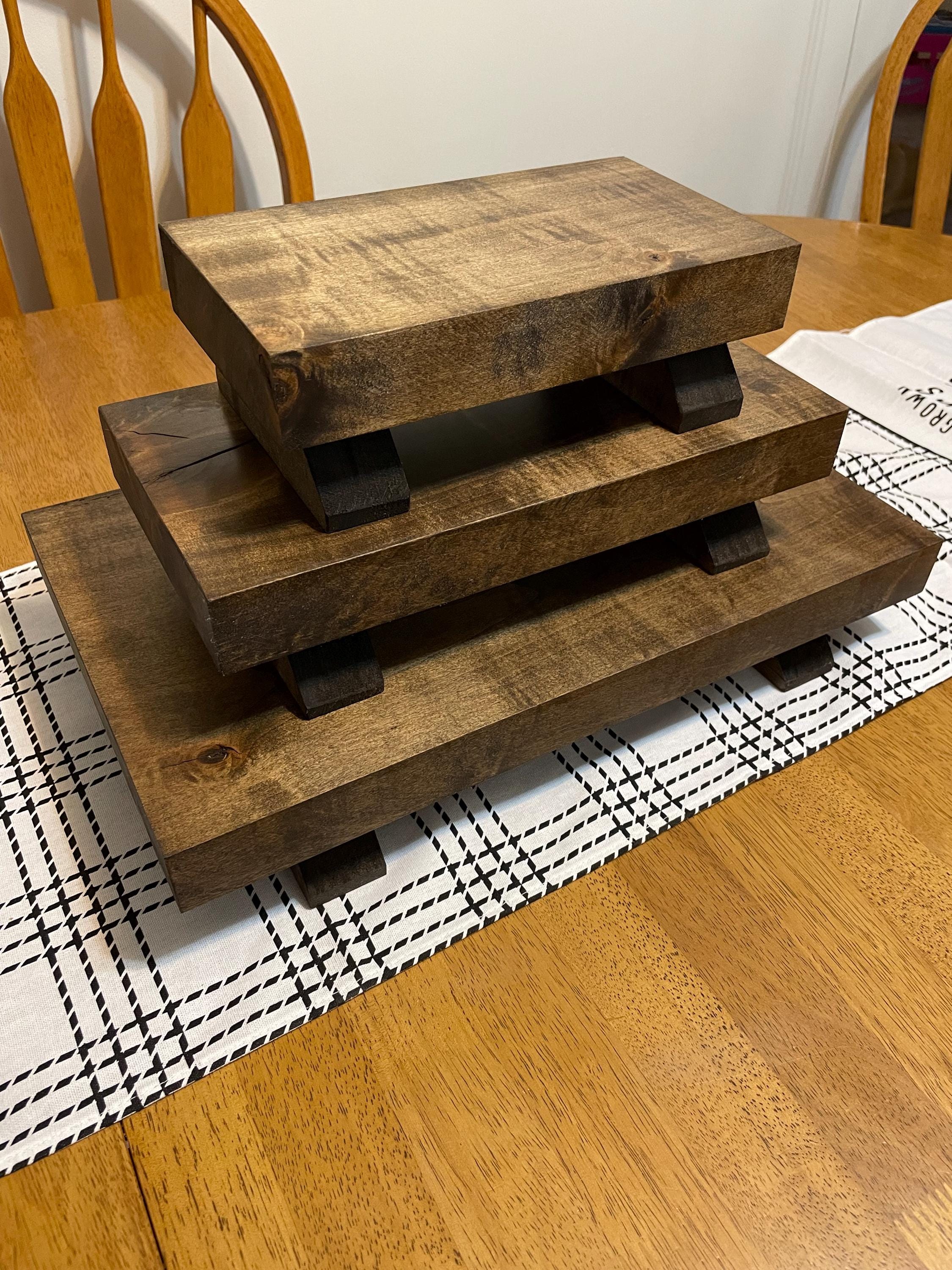 Rustic Table Riser Wooden Pedestal Farmhouse Countertop Tray Candle ...